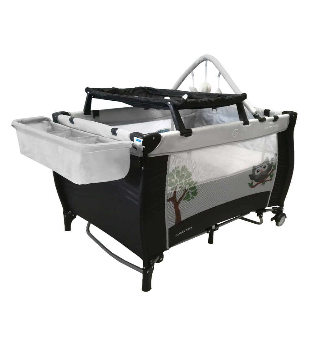 Corral Cuna Con Sistema De Mecedora - Blanco/Negro Happy Baby - Pepe