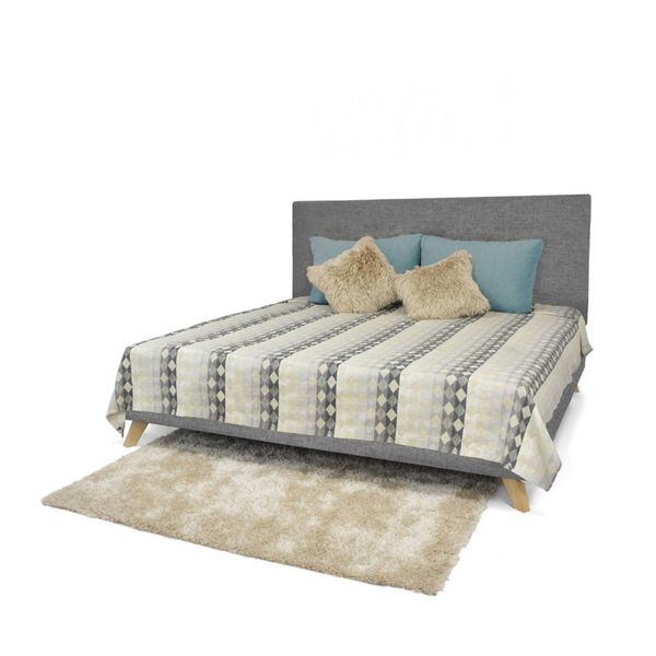 Set Cabecero Liso y Base Cama Verona King Hogar Venecia - Gris