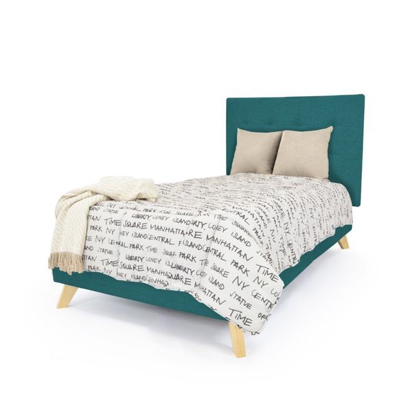 Set Cabecero Capitoneado y Base Cama Verona Sencillo Hogar Venecia - Petróleo