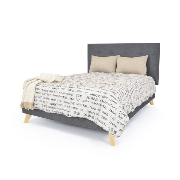 Set Cabecero Capitoneado y Base Cama Verona Queen Hogar Venecia - Gris