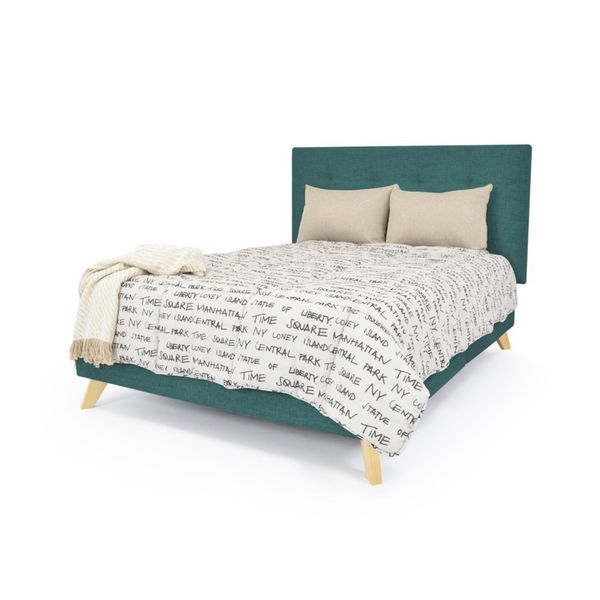 Set Cabecero Capitoneado y Base Cama Verona Queen Hogar Venecia - Petróleo