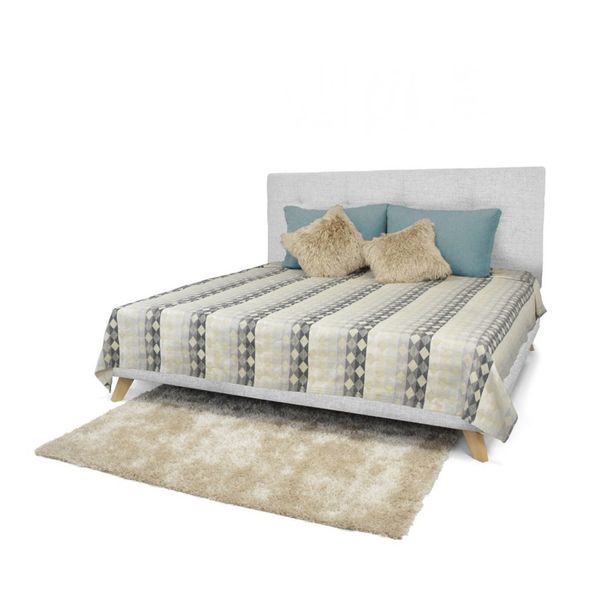 Set Cabecero Capitoneado y Base Cama Verona King Hogar Venecia - Plata
