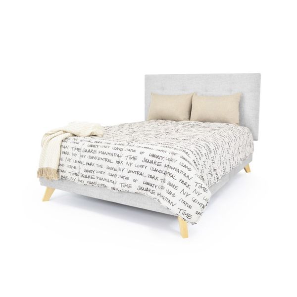 Set Cabecero Capitoneado y Base Cama Verona Doble Hogar Venecia - Plata