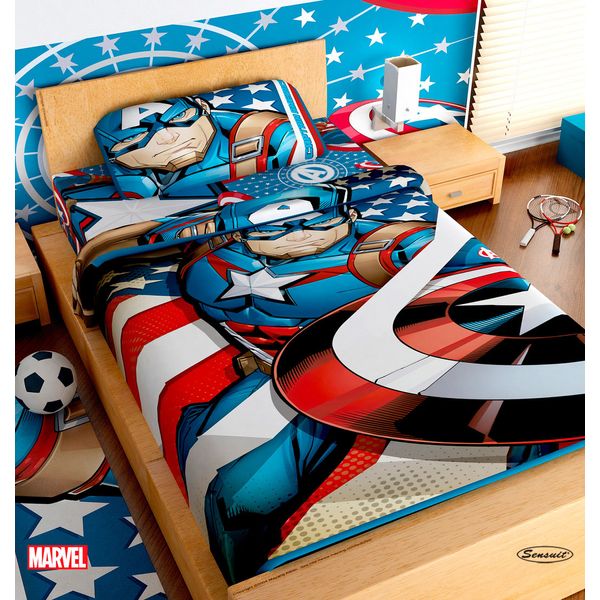 Juego De Sabanas Sencilla Marvel - Capitán América Marvel - Pepe Ganga