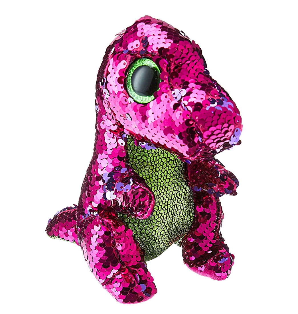 Peluche Dinosaurio Rosado Lentejuelas 23 Cm Ty Ty Pepe Ganga Pepeganga