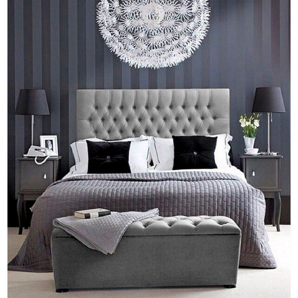 Combo Paris Colchón, Espaldar, Base Cama y Puff Baúl 140 - Gris