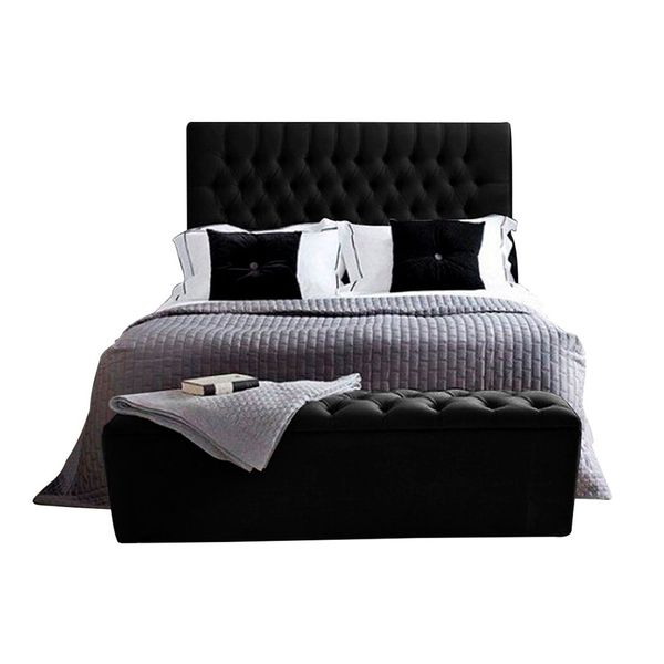 Combo Paris Colchón, Espaldar, Base Cama y Puff Baúl 140 - Blanco