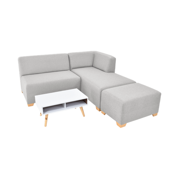 Sala L Venecia Tela Plata + Mesa Centro Barza