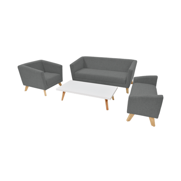 Combo Sala Montreal Tela Gris + Mesa Montecarlo - Hogar Venecia