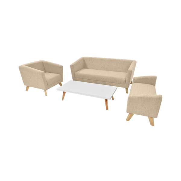 Combo Sala Montreal Tela Beige + Mesa Montecarlo - Hogar Venecia