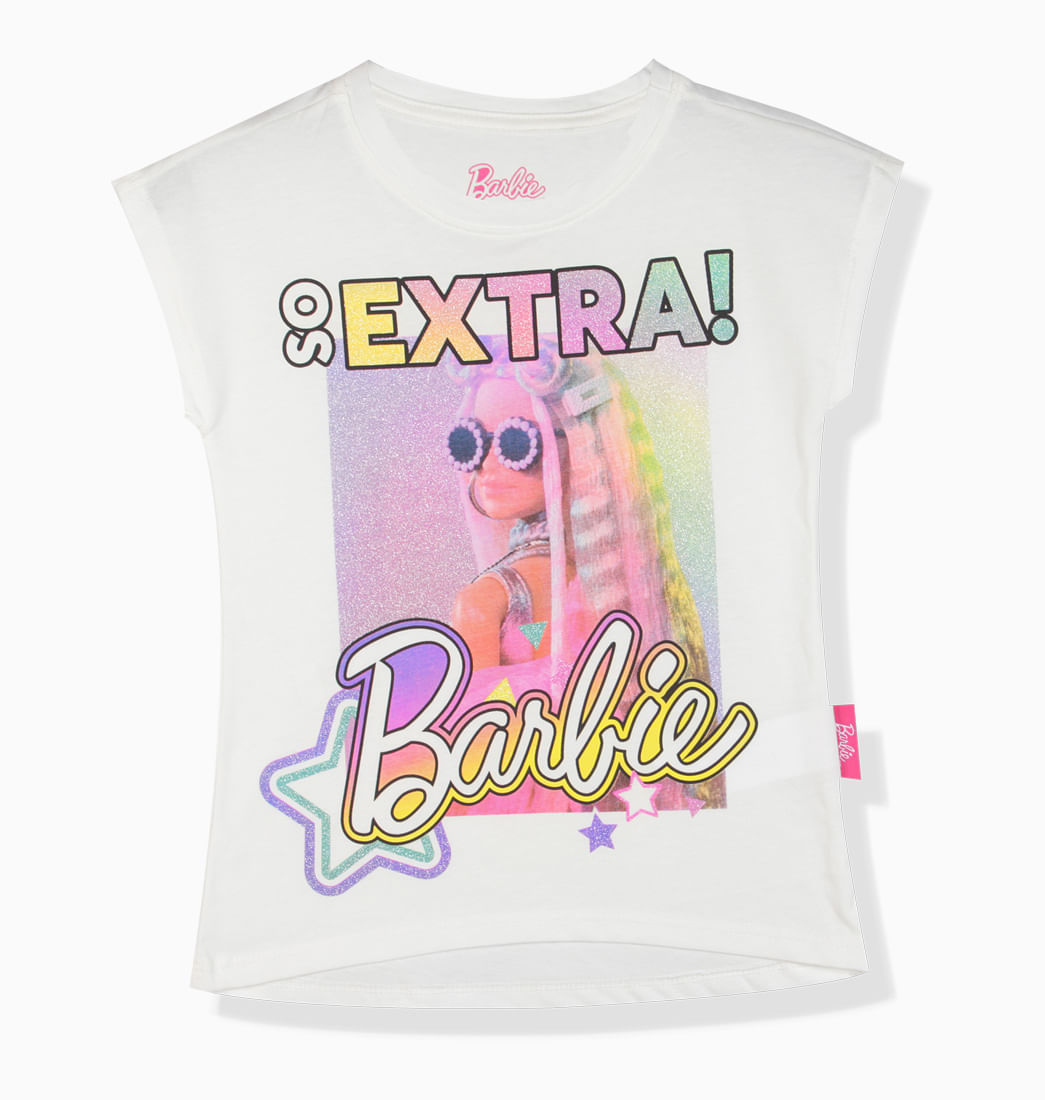 Camiseta Manga Corta Blanca para Niñas - Barbie
