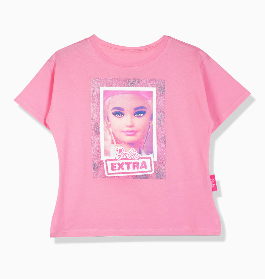 Camiseta Manga Corta Rosada para Niñas - Barbie