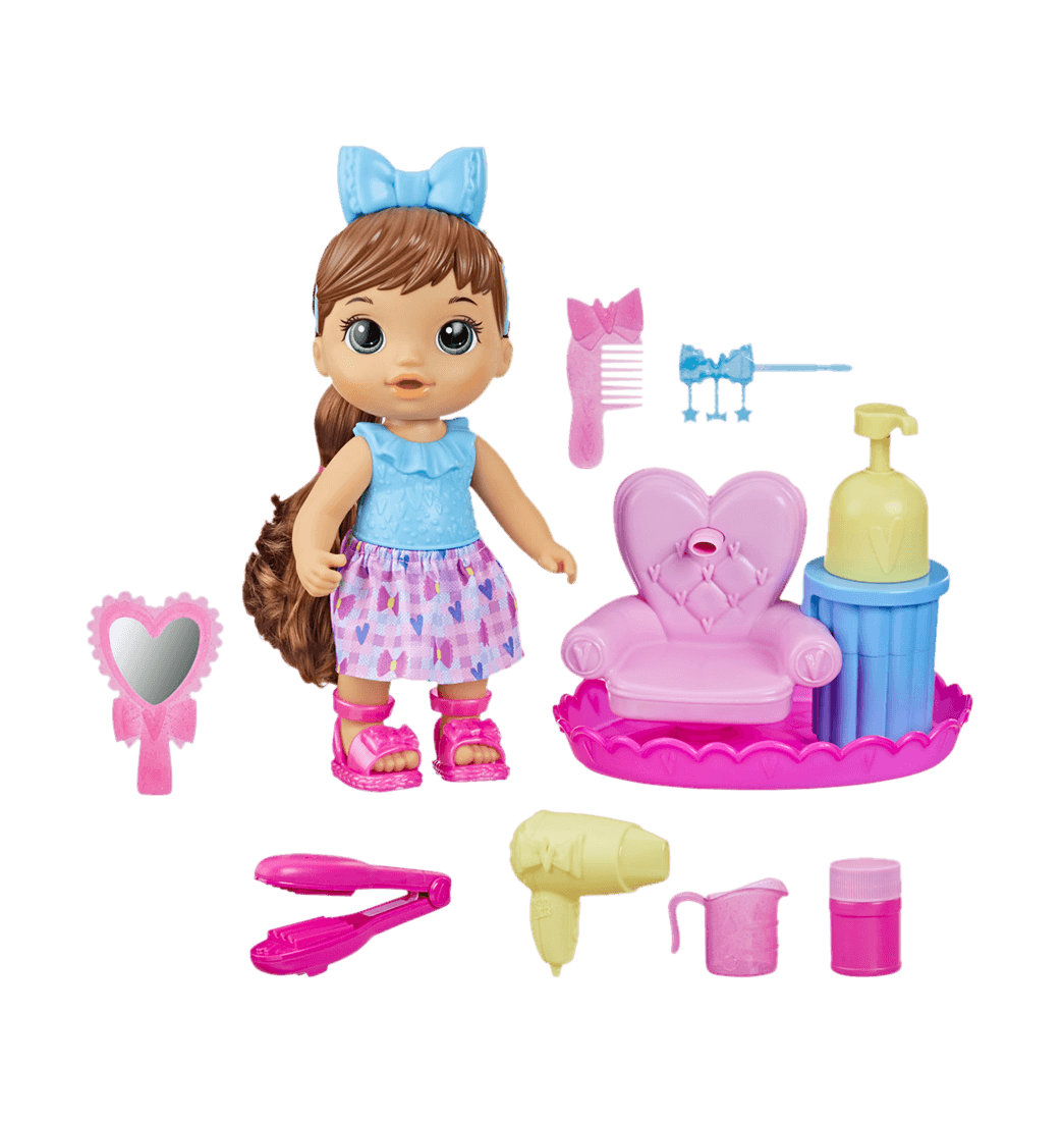 Muñeca Baby Alive Sudsy Stlyling Diversión con Burbujas Castaña