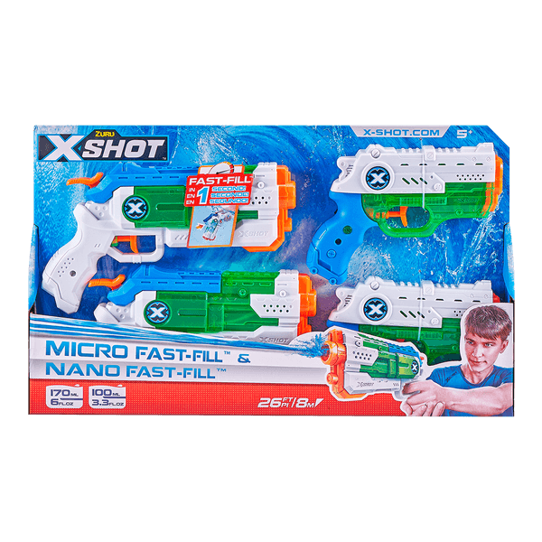 Set 4 Lanzadores de Agua Micro Fast Fill - X-Shot