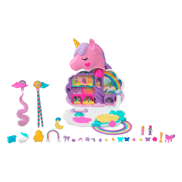 Set de Juego Unicornio con Salón Arcoíris - Polly Pocket