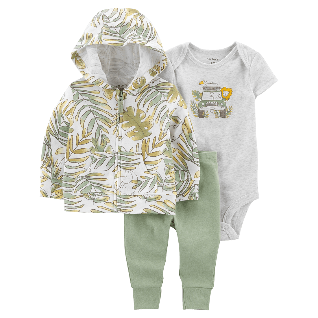 Set Body Gris, Chaqueta y Pantalón Verde Niños - Carter's