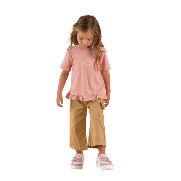 Pantalón con cintura resortada, cordón para ajustar y bolsillos para bebé niña