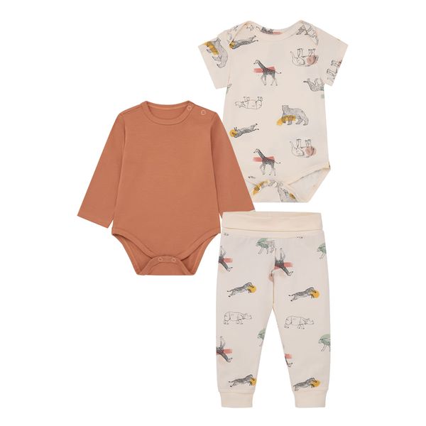 Pijama conjunto de body manga larga + body manga corta + leggings para recién nacidos