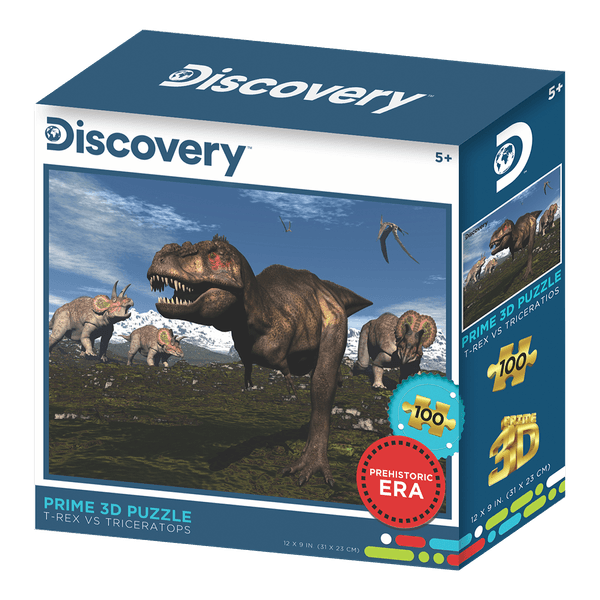 Rompecabezas Prime 3D Lenticular T Rex vs Triceratops 100 Piezas - Discovery