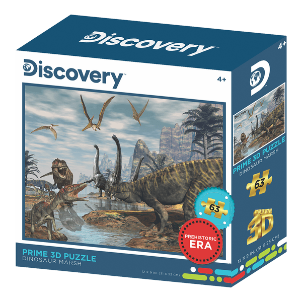 Rompecabezas Prime 3D Lenticular Dinosaur Marsh 63 Piezas - Discovery