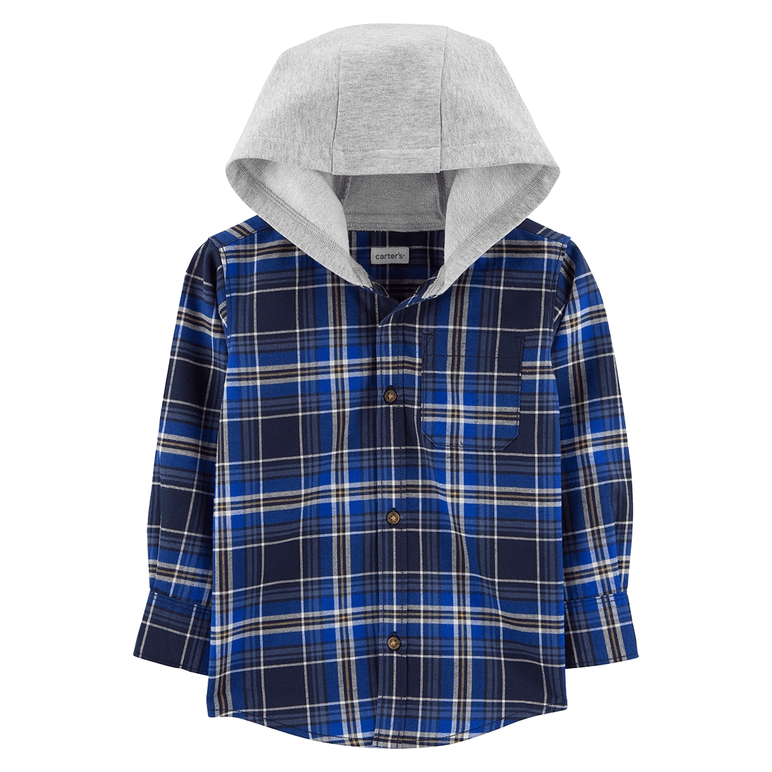 Camisa Manga Larga Cuadros Azul Niños - Carter's